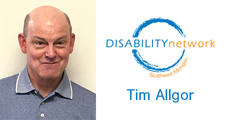 Tim with Disability Network logo
