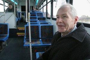 man on public bus