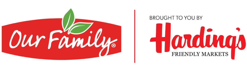 Logo: Our Family Brought to You by Harding's Friendly Market.