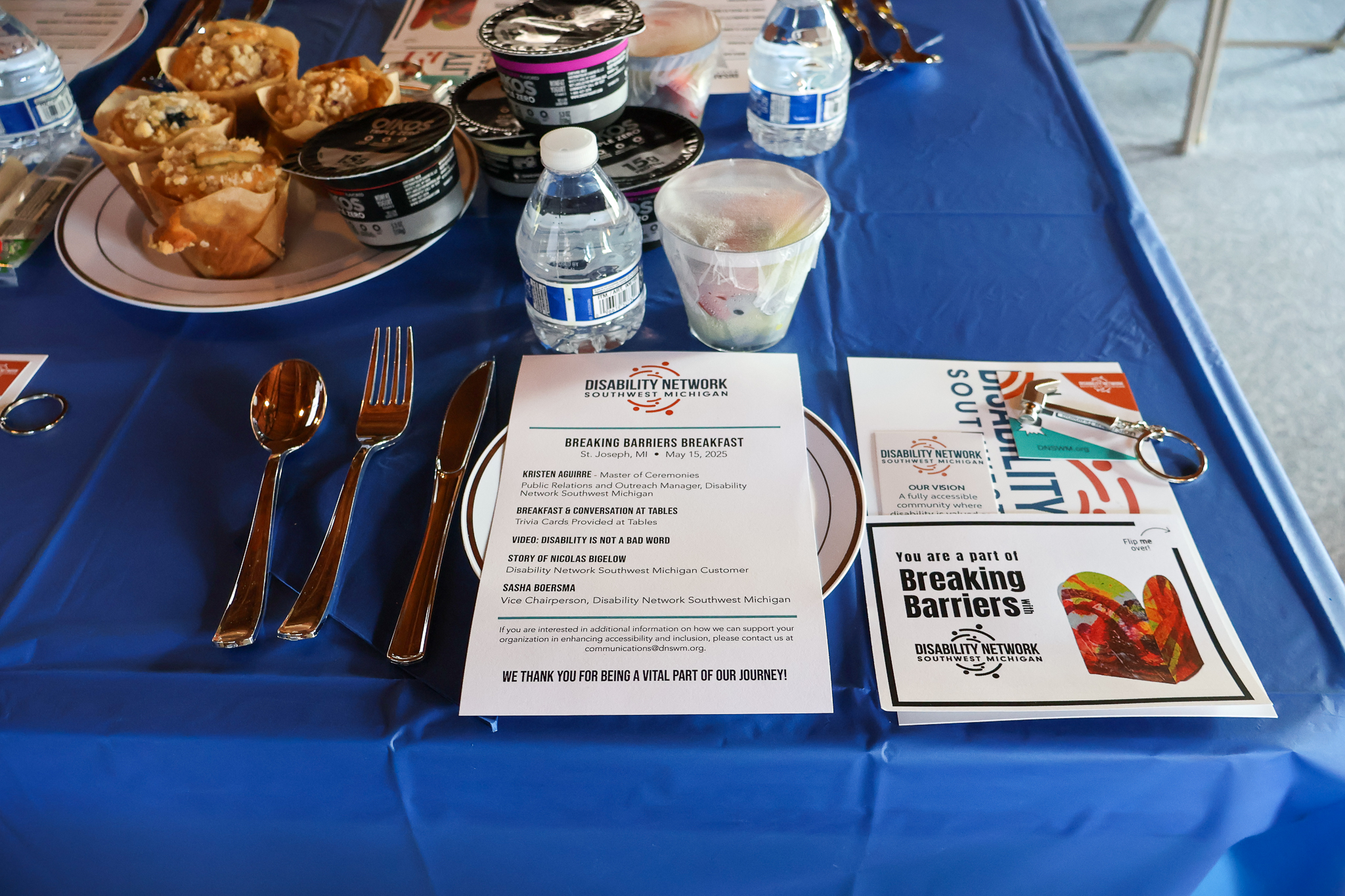 A table with breakfast items.
