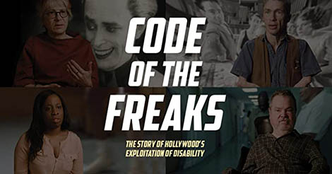 selection of film clips and actors. Text: "Code of the Freaks"