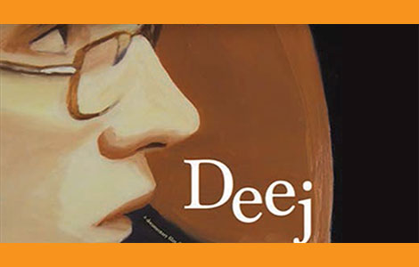 Deej movie cover, profile of light-skinned male with glasses and brown background