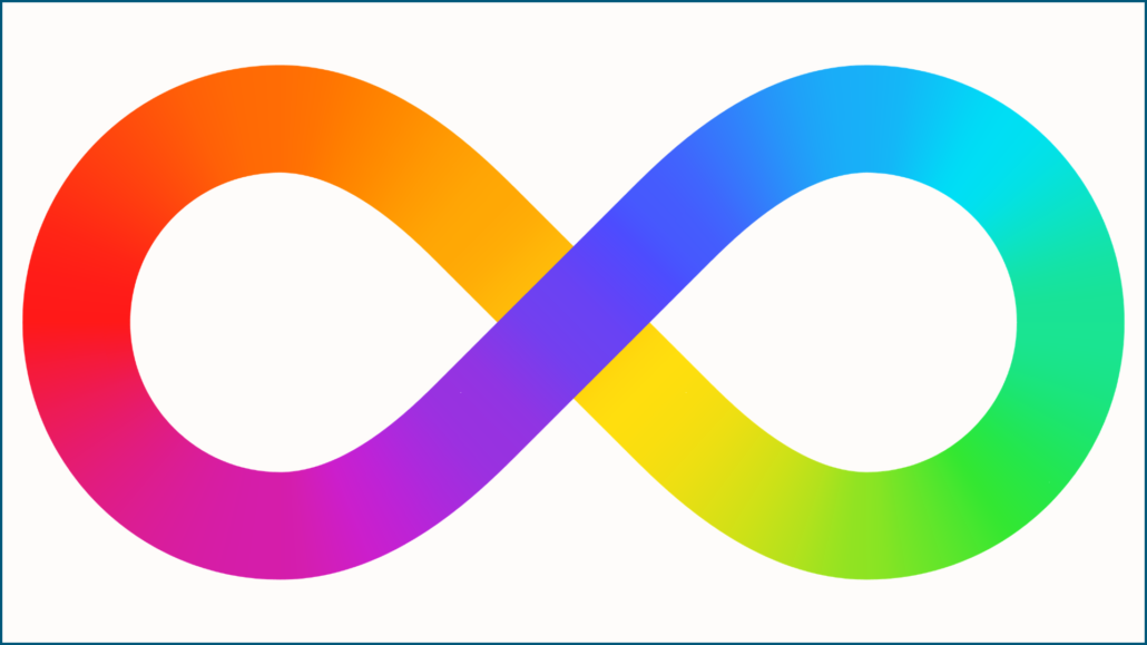 A rainbow colored infinity symbol.