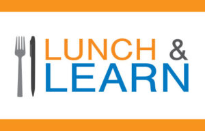 fork & pen with text: Lunch & Learn