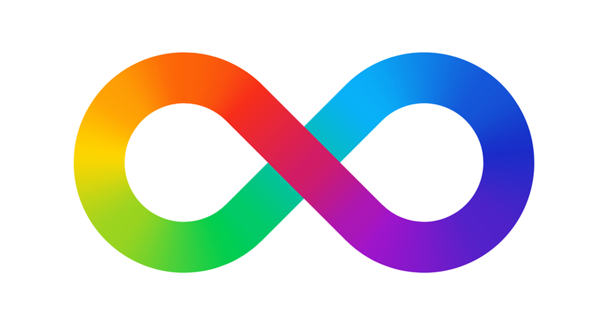 A rainbow colored infinity symbol